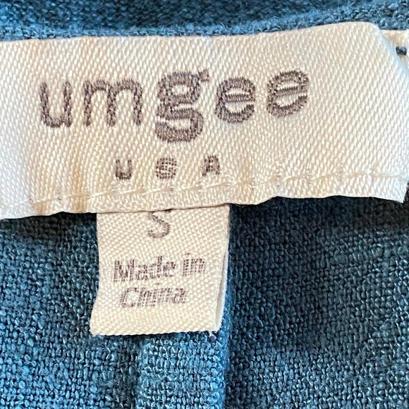 Umgee Blouse Womens Small Blue Linen Cotton Raw Edge Hem Ladies Tunic Top Hi Low - Picture 2 of 8